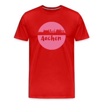 scherenschnitt,aachen,rosa,stadt,skyline - Männer Premium Bio T-Shirt - Rot - Vorne - Damien (186cm)