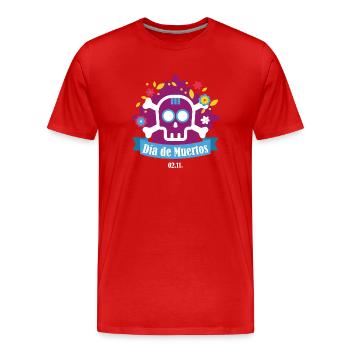 dia de muertos lila - Männer Premium Bio T-Shirt - Rot - Vorne - Damien (186cm)