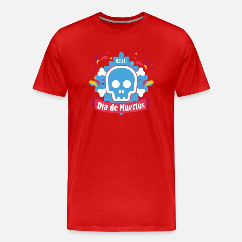 dia de muertos blau - Männer Premium Bio T-Shirt - Rot