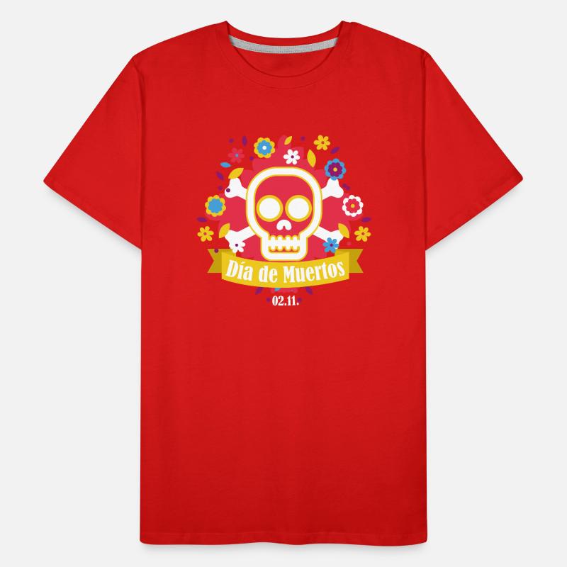 dia de muertos red Men's Premium Organic T-Shirt