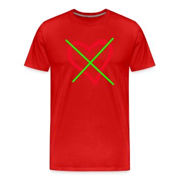 Cœur barré - T-shirt bio Premium Homme - rouge - Devant - Damien (186cm)
