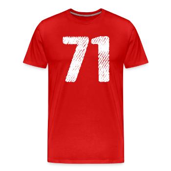 71 number jersey - Men's Premium Organic T-Shirt - red - Front - Damien (186cm)