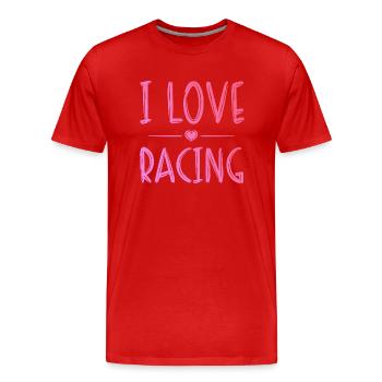 Ich liebe Rennen - Männer Premium Bio T-Shirt - Rot - Vorne - Damien (186cm)