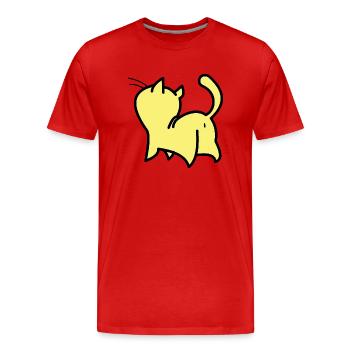 chat jaune - T-shirt bio Premium Homme - rouge - Devant - Damien (186cm)