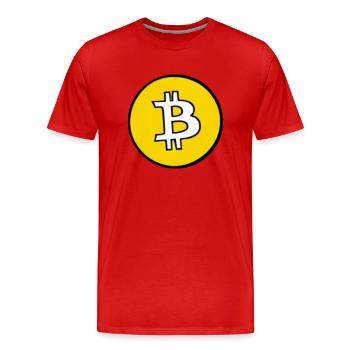 Bitcoin Crypto Currency New Virtual Life 5 - Men's Premium Organic T-Shirt - red - Front - Damien (186cm)