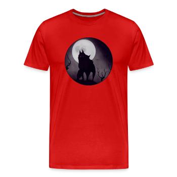 Werewolf Full Moon Silhouette Night Horror - Men's Premium Organic T-Shirt - red - Front - Damien (186cm)