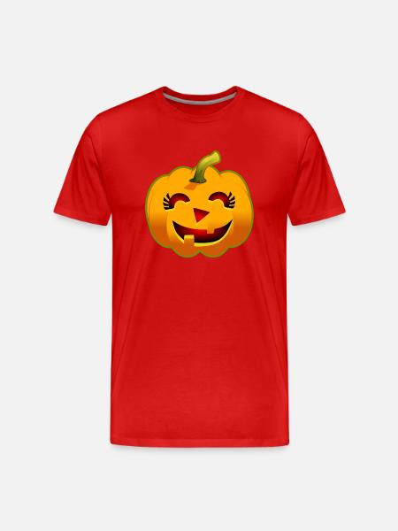 Halloween Pumpkin - Smiling - Men's Premium Organic T-Shirt - red
