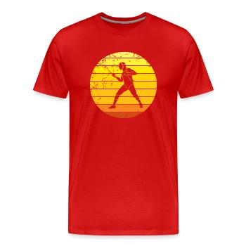 Fencing épée fencing retro sunset fencer - Men's Premium Organic T-Shirt - red - Front - Damien (186cm)