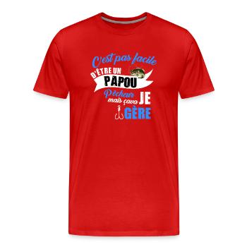 Papou pêcheur t-shirt retraité pêche humoristique - T-shirt bio Premium Homme - rouge - Devant - Damien (186cm)