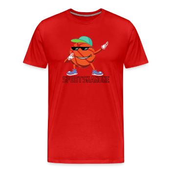 SPORTSKANONE - Männer Premium Bio T-Shirt - Rot - Vorne - Damien (186cm)