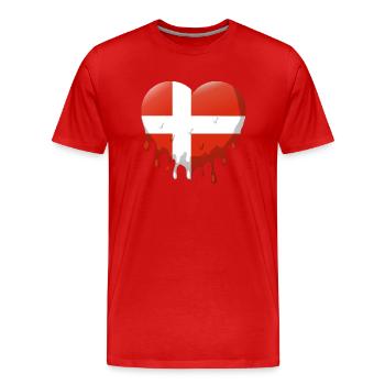 Dänemark Flagge Skandinavien Dänische Flagge Herz - Männer Premium Bio T-Shirt - Rot - Vorne - Damien (186cm)