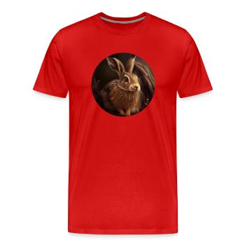 Le lièvre cherche refuge - T-shirt bio Premium Homme - rouge - Devant - Damien (186cm)