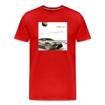SUV on the beach - Men's Premium Organic T-Shirt - red - Front - Damien (186cm)