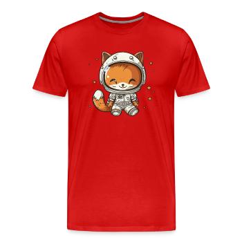 Kawaii Niedlicher Glücklicher Astronaut Fuchs - Männer Premium Bio T-Shirt - Rot - Vorne - Damien (186cm)