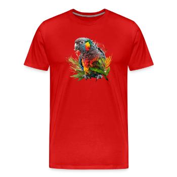 Bunter Papagei im Splash Art Design - für alle - Männer Premium Bio T-Shirt - Rot - Vorne - Damien (186cm)
