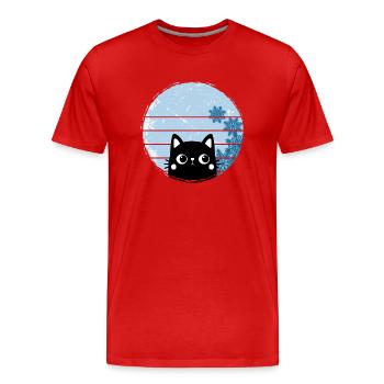 Ice bathing winter swimmer "Icebath Winter Cat" - Men's Premium Organic T-Shirt - red - Front - Damien (186cm)