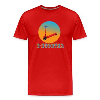 E-Scooter Roller Scooter - T-shirt bio Premium Homme - rouge - Devant - Damien (186cm)