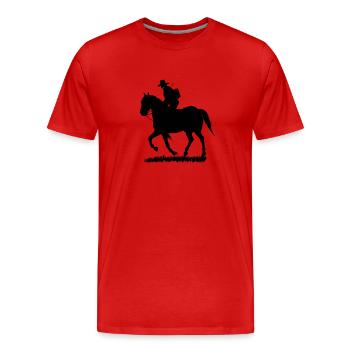 Équitation - T-shirt bio Premium Homme - rouge - Devant - Damien (186cm)