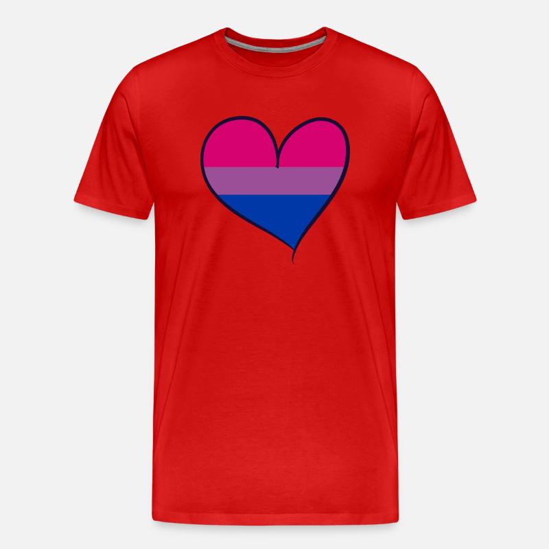 Bisexual pride heart - Männer Premium Bio T-Shirt - Rot