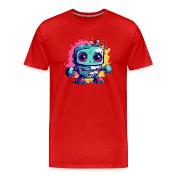 Blockieren Sie den kawaiianischen Roboter - Männer Premium Bio T-Shirt - Rot - Vorne - Damien (186cm)