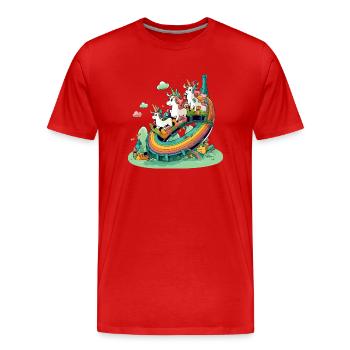 Les licornes au pays arc en ciel - T-shirt bio Premium Homme - rouge - Devant - Damien (186cm)