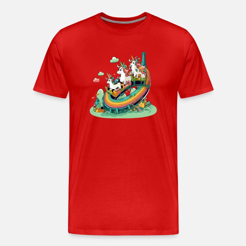 Einhörner im Regenbogenland - Männer Premium Bio T-Shirt - Rot