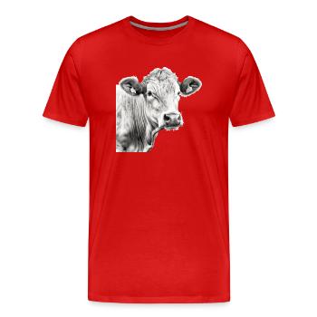 La vache au crayon n°3 - T-shirt bio Premium Homme - rouge - Devant - Damien (186cm)