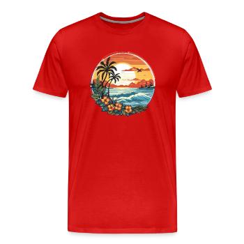 Comes Sun Beach 2023 Tropical Hello Summer - T-shirt bio Premium Homme - rouge - Devant - Damien (186cm)