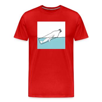 Message in a Bottle, Whale Illustration, Statement - Men's Premium Organic T-Shirt - red - Front - Damien (186cm)
