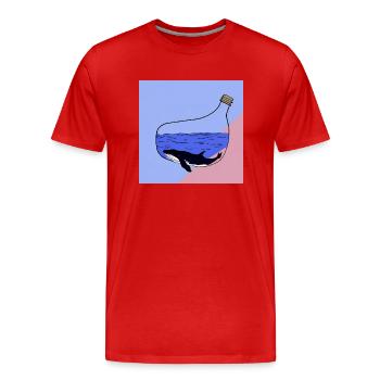 Message in a Bottle, Whale Illustration, Statement - Men's Premium Organic T-Shirt - red - Front - Damien (186cm)