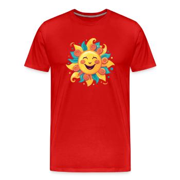 freundlicher Sonnenschein - Männer Premium Bio T-Shirt - Rot - Vorne - Damien (186cm)