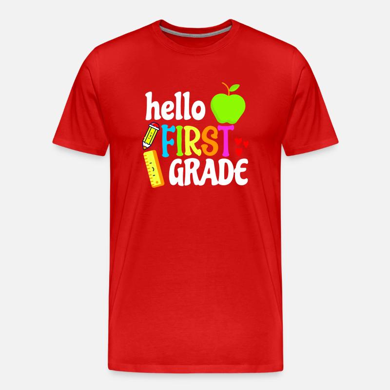 Hallo Erstklässler-Lehrer-Geschenkshirt - Männer Premium Bio T-Shirt - Rot