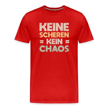 Keine Scheren, Kein Chaos - Männer Premium Bio T-Shirt - Rot - Vorne - Damien (186cm)