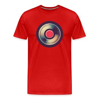 Retro Schallplatte - Männer Premium Bio T-Shirt - Rot - Vorne - Damien (186cm)