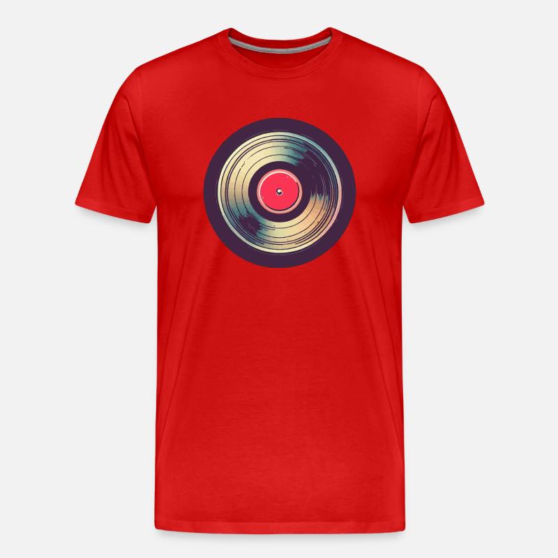 Retro Schallplatte - Männer Premium Bio T-Shirt - Rot