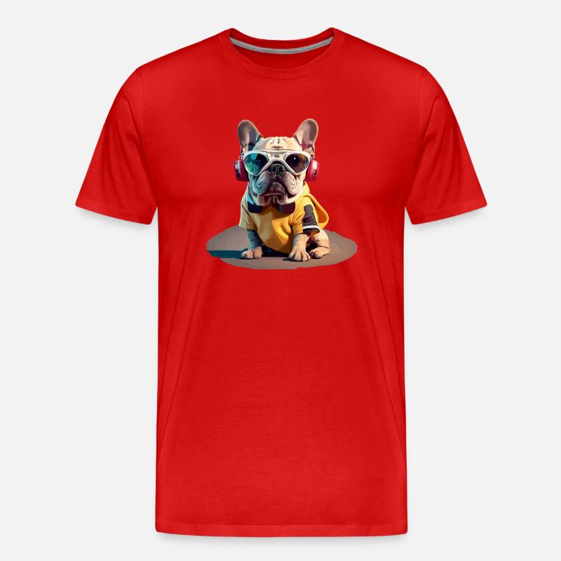French Bully 3 - Männer Premium Bio T-Shirt - Rot