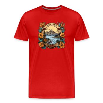 Montana - Männer Premium Bio T-Shirt - Rot - Vorne - Damien (186cm)