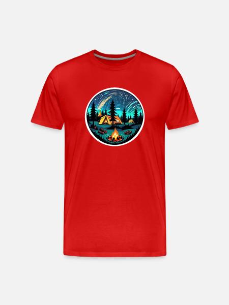 Camping, tent and campfire - Men's Premium Organic T-Shirt - red