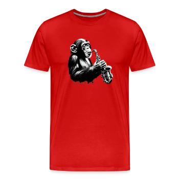 Saxophone Monkey Orchestra Street Art Banksy Style - Men's Premium Organic T-Shirt - red - Front - Damien (186cm)