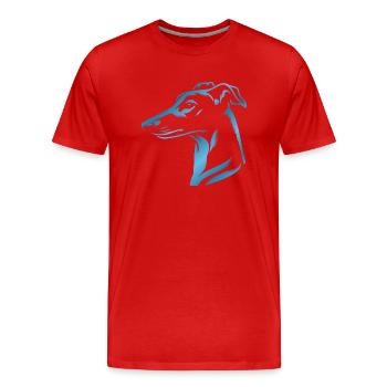 Windhund Whippet, Hundekopf, Zeichnung blau - Männer Premium Bio T-Shirt - Rot - Vorne - Damien (186cm)