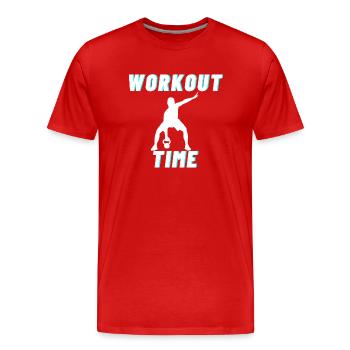 WORKOUT TIME - Men's Premium Organic T-Shirt - red - Front - Damien (186cm)