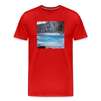 Bergsee im Winter - Männer Premium Bio T-Shirt - Rot - Vorne - Damien (186cm)