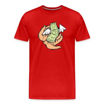 Big money flying to you for wealth and prosperity. - Men's Premium Organic T-Shirt - red - Front - Damien (186cm)