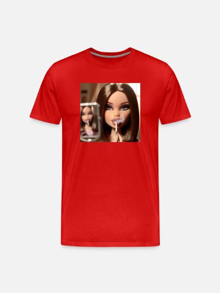 Smoke Girl - Männer Premium Bio T-Shirt - Rot