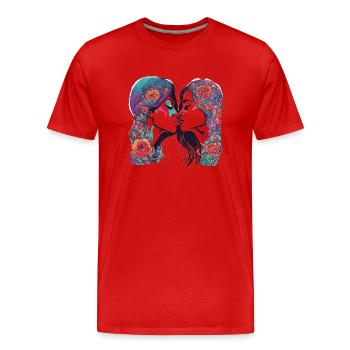 Kiss me - Männer Premium Bio T-Shirt - Rot - Vorne - Damien (186cm)