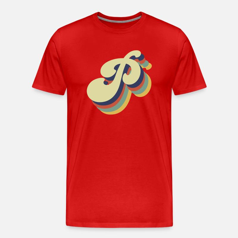 Retro-Buchstabe P - Männer Premium Bio T-Shirt - Rot