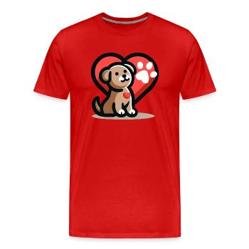 Hundeliebe - Männer Premium Bio T-Shirt - Rot - Vorne - Damien (186cm)