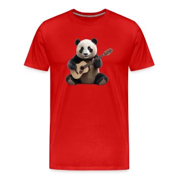 Panda Gitarre - Männer Premium Bio T-Shirt - Rot - Vorne - Damien (186cm)