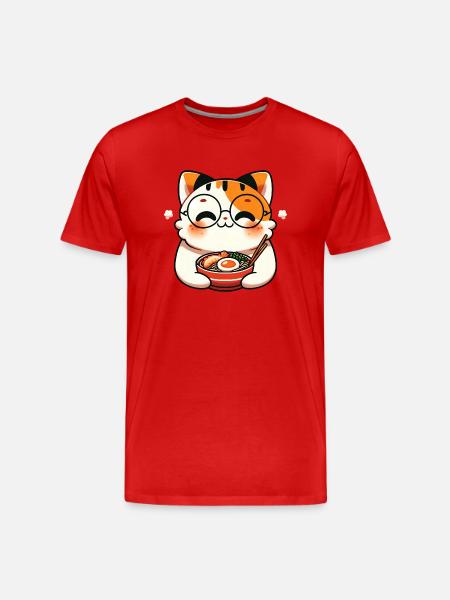 Adorable Noodle Buddy - Men's Premium Organic T-Shirt - red