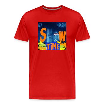 SHOWTIME CHEMISTRY - Men's Premium Organic T-Shirt - red - Front - Damien (186cm)